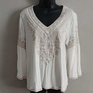Chelsea & Theodore Cream Embroidered Blouse